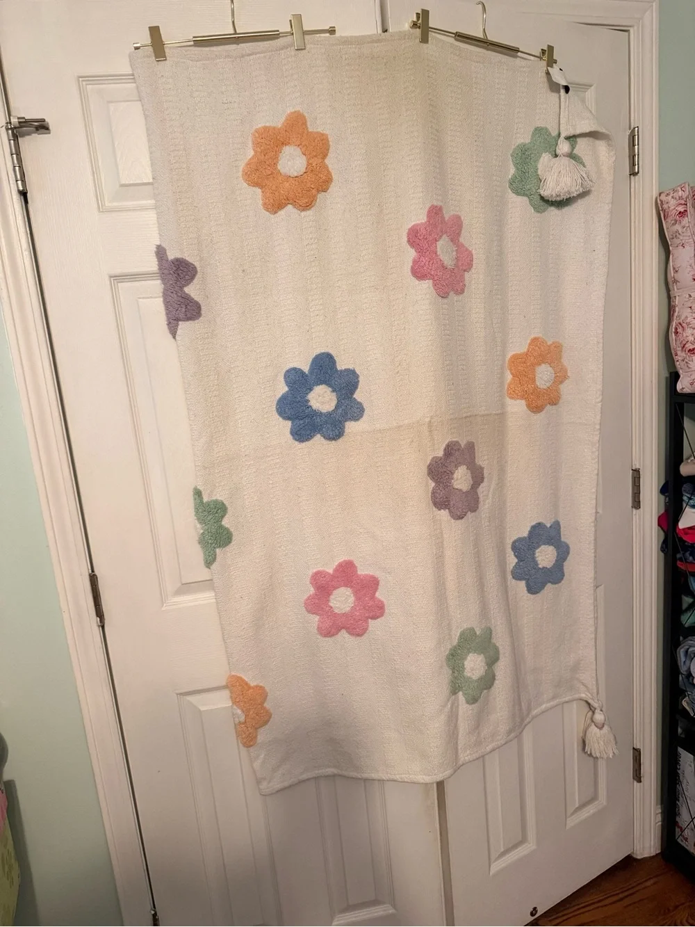 Rachel Zoe floral Tufted Throw Blanket - Multi Pastel Colors 52X72